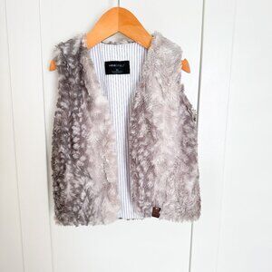 Mini Street Faux Fur Vest Sweater, Sweatshirt, Animal Print Jacket, Top